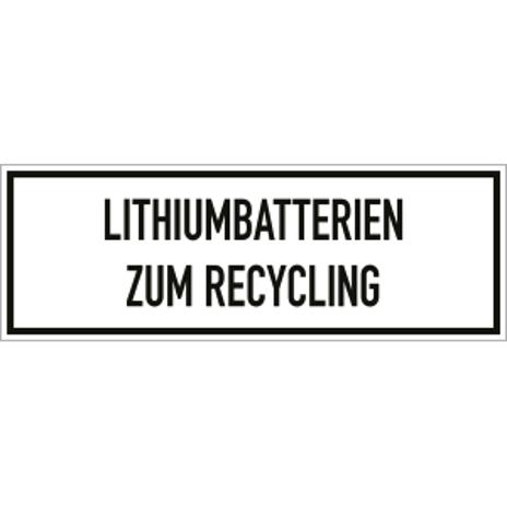 Lithiumbatterien Gefahrzettel - Recycling Aufkleber | 148x52 mm | 500 Stück/Rolle | Folie
