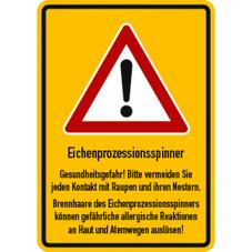 Warnschild Eichenprozessionsspinner: Gesundheitsgefahr! - Aluminium - 297x420 mm
