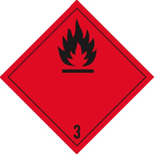 Gefahrzettel Klasse 3 Aufkleber | Folie | 100x100 mm | 1000 Stück/Rolle