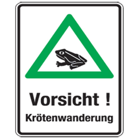 Reflektierendes Umweltschutzschild 'Vorsicht! Krötenwanderung' | Natur- und Artenschutz