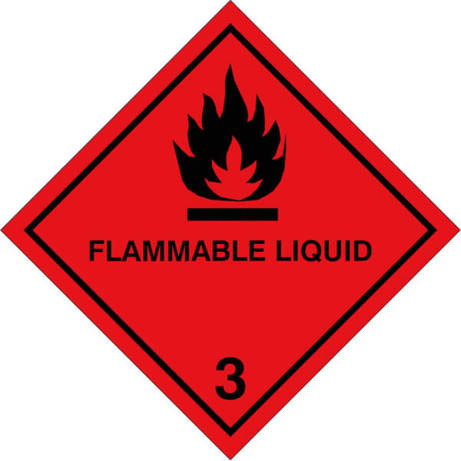 Flammable Liquid - Selbstklebende PE-Folie | 10 x 10 cm | 500 Stk/Rolle | Gefahrgutklasse 3