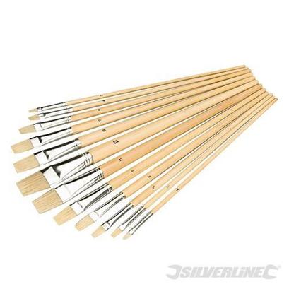 12-teiliges Pinselset für Künstler - Flach- und Bastelpinsel