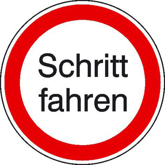 Aluminium Hinweisschild für Tankanlagen & Garagen - Schritt Fahren | Größe: 31,50 cm