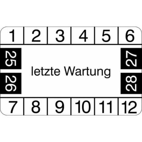 Prüfplaketten ohne Jahresfarbe - Letzte Wartung (4 Jahre) | Gültig von 2025 bis 2028