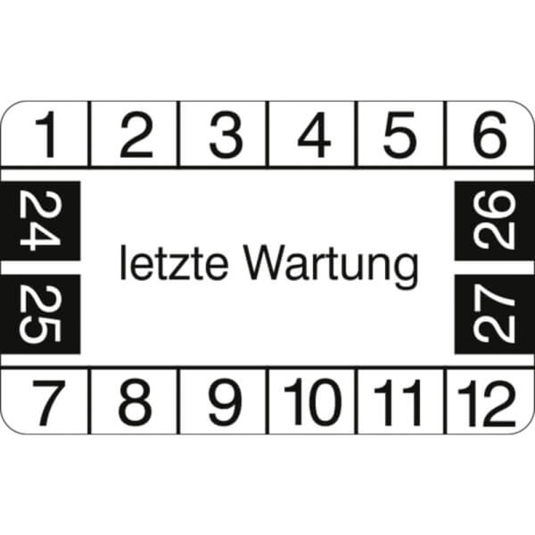Prüfplaketten ohne Jahresfarbe - 4 Jahre (Letzte Wartung 2024-2027)