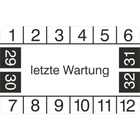 Prüfplaketten ohne Jahresfarbe (4 Jahre) - Letzte Wartung 2029-2032
