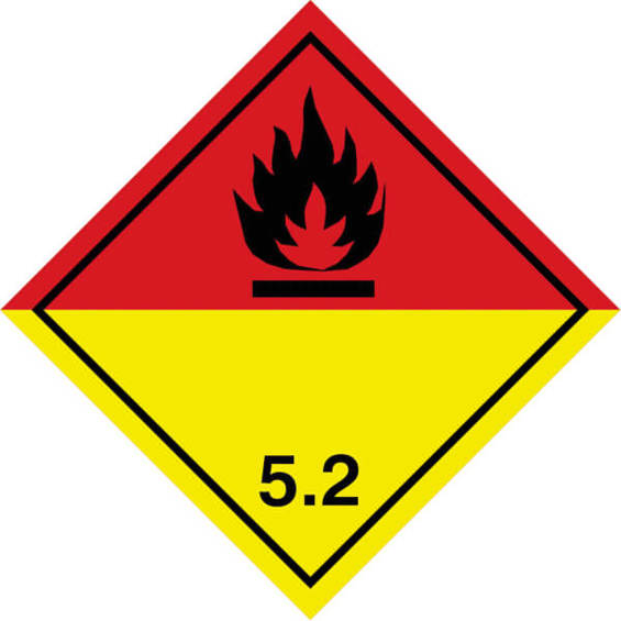 Organische Peroxide - Gefahrgutklasse 3 | Selbstklebende PE-Folie | 500 Stk/Rolle | Größe: 10,0 x 10,0 cm