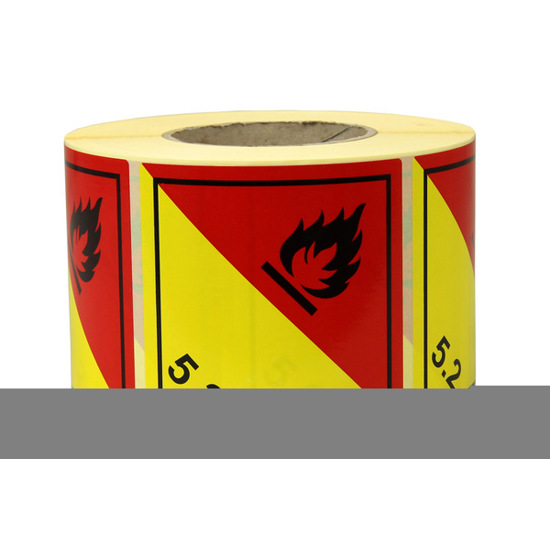 Organic Peroxide Gefahrgut-Etiketten - 100 x 100 mm - Symbol & Aufdruck