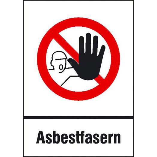 Verbotsschild: Zutritt für Unbefugte Verboten - Asbestfasern | 42x59,4 cm - Verbots-Kombischild Asbestfeinstaub