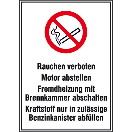 Warnhinweise für Tankanlagen - Hinweisschild aus Kunststoff (21x29,7 cm)