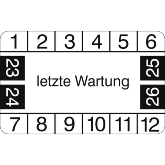 Prüfplaketten für letzte Wartung (4 Jahre) - Ohne Jahresfarbe | Für 2023-2026