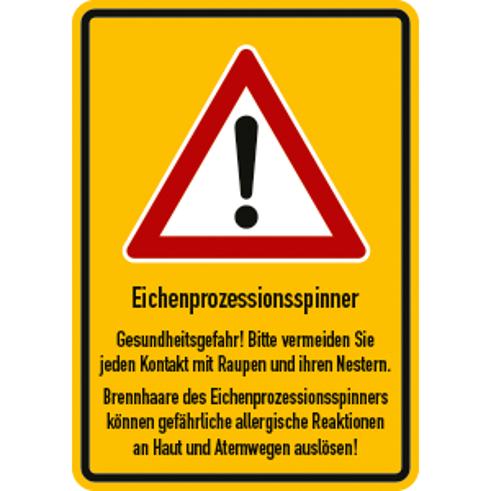 Warnschild: Eichenprozessionsspinner Gesundheitsgefahr - Aluminium - 210x297 mm