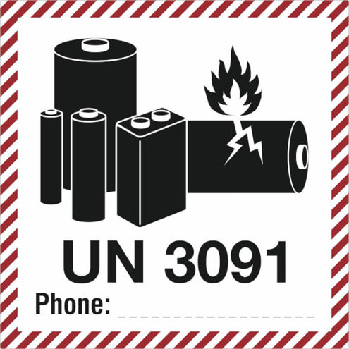 SafetyMarking Gefahrgut-Aufkleber UN 3091 - Li-Metall-Batterien - Selbstklebend - 100er Rolle