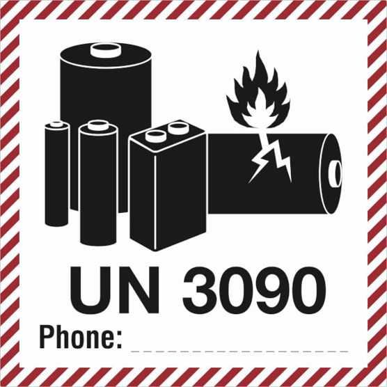 SafetyMarking Gefahrgut Etikett UN 3090 - Li-Metall-Batterien | Selbstklebend | 500 Stück Rolle