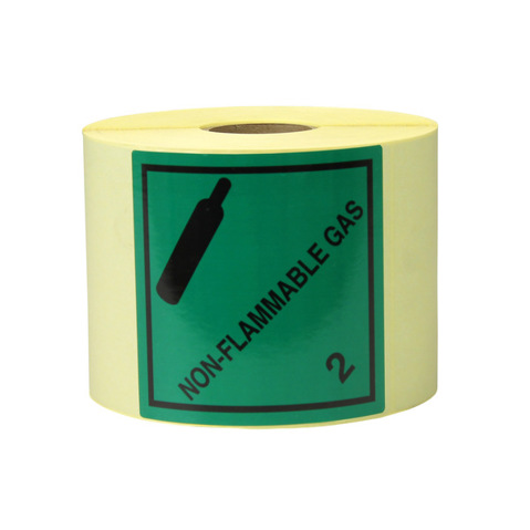 Non Flammable Gas Gefahrgut-Etiketten - 100 x 100 mm - Papier - Gefahrgutklasse 2.2
