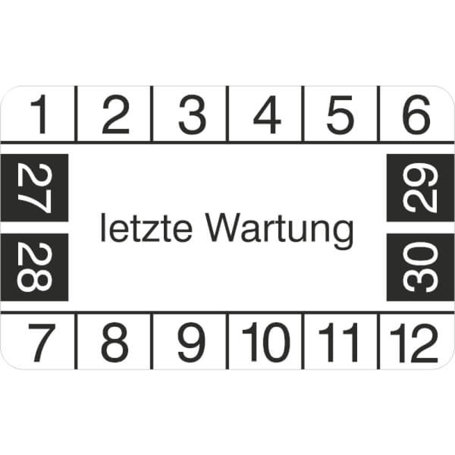 Prüfplaketten für letzte Wartung (4 Jahre) - Ohne Jahresfarbe (2027-2030)
