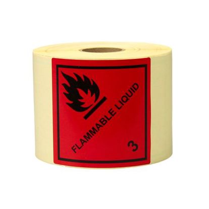 Flammable Liquid Gefahrgut-Etiketten - 100 x 100 mm | Papier | Gefahrgutklasse 3