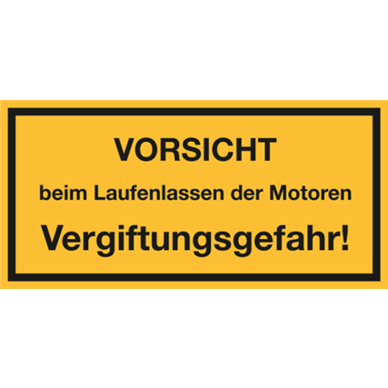 Warnschild "VORSICHT: Motoren Laufen Lassen" - Gelb/Schwarz - Aluminium - 350 x 170 x 0,5 mm