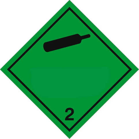 Klasse 2.2: Selbstklebende PE-Folie für nicht entzündbare und nicht giftige Gase - 10 x 10 cm (500 Stk/Rolle)