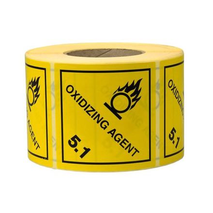 Gefahrgut-Etiketten 100 x 100 mm aus Papier – Oxidizing Agent (Klasse 5.1)
