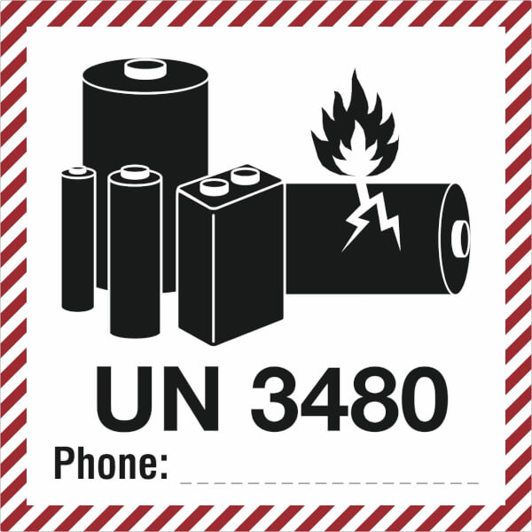 SafetyMarking UN 3480 Lithium-Ionen Akku Etikett - Selbstbeschriftung - 100 Stück Rolle