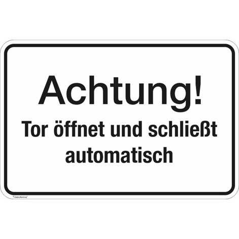 Automatisches Tor-Hinweisschild aus Alu Dibond - 30x20 cm