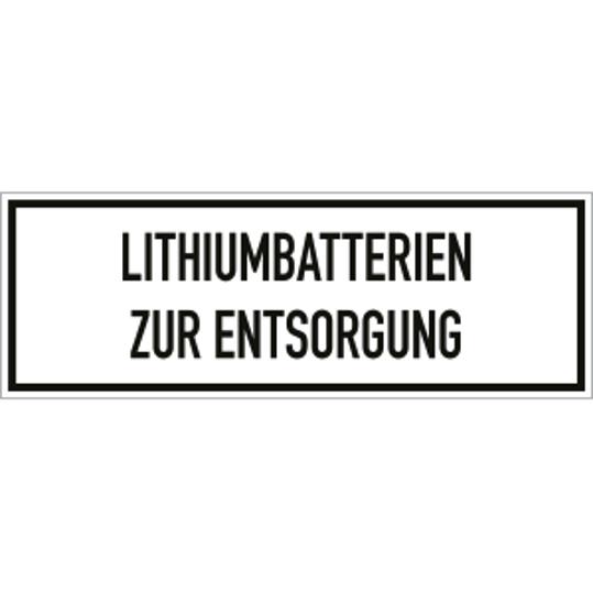 Aufkleber Gefahrzettel für Lithiumbatterien zur Entsorgung | Folie | 148 x 52 mm | 500 Stück pro Rolle
