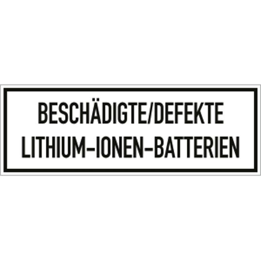 Lithium-Ionen-Batterien Aufkleber | Beschädigte/Defekte | 148x52 mm | 500 Stück/Rolle | Gefahrgutzettel